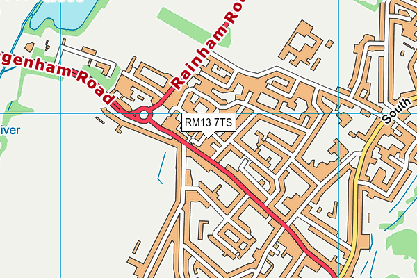 RM13 7TS map - OS VectorMap District (Ordnance Survey)