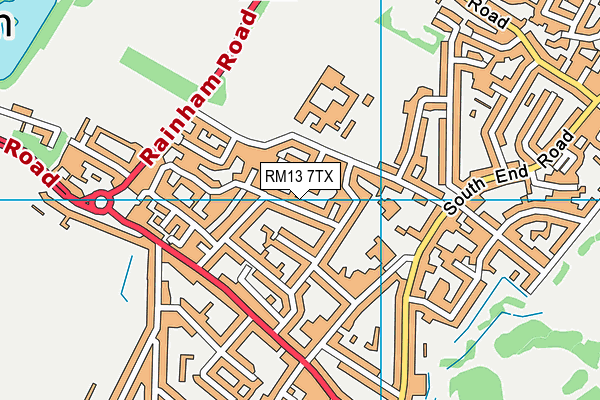 RM13 7TX map - OS VectorMap District (Ordnance Survey)