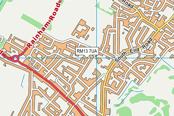 RM13 7UA map - OS VectorMap District (Ordnance Survey)