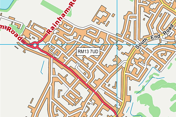 RM13 7UD map - OS VectorMap District (Ordnance Survey)