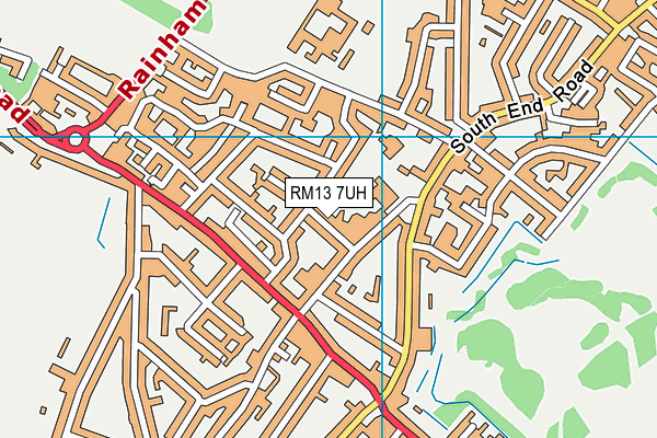 RM13 7UH map - OS VectorMap District (Ordnance Survey)
