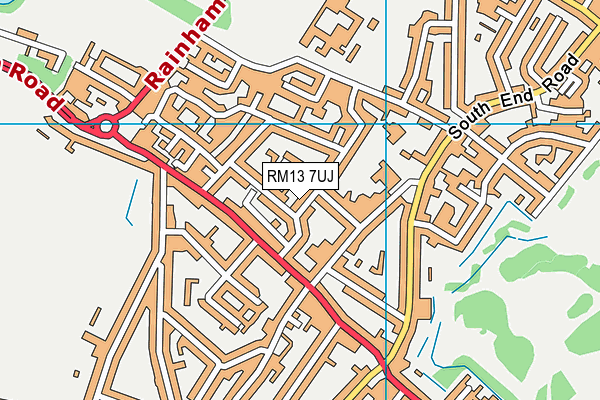 RM13 7UJ map - OS VectorMap District (Ordnance Survey)