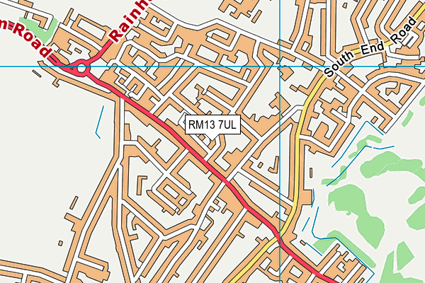 RM13 7UL map - OS VectorMap District (Ordnance Survey)