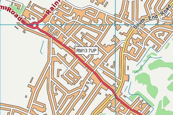 RM13 7UP map - OS VectorMap District (Ordnance Survey)