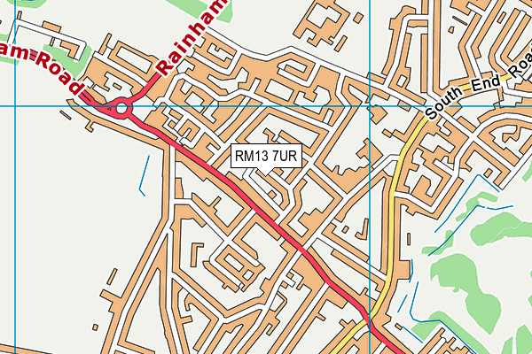 RM13 7UR map - OS VectorMap District (Ordnance Survey)