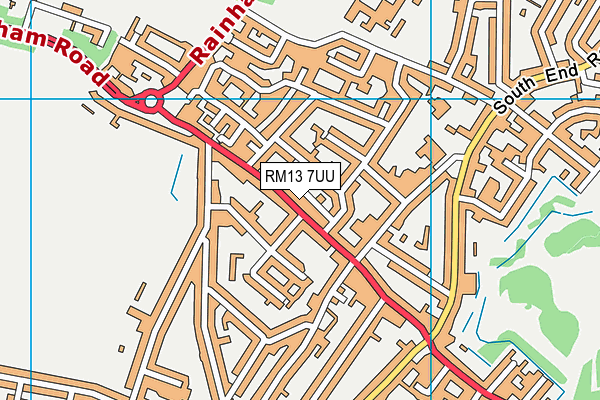 RM13 7UU map - OS VectorMap District (Ordnance Survey)