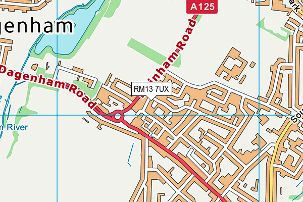 RM13 7UX map - OS VectorMap District (Ordnance Survey)