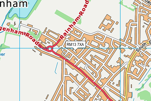 RM13 7XA map - OS VectorMap District (Ordnance Survey)