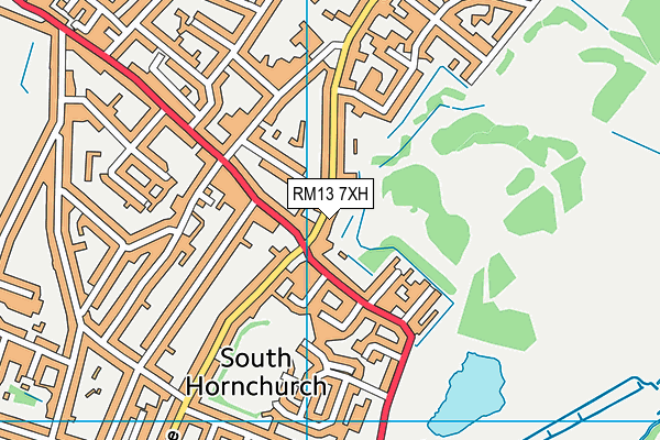 RM13 7XH map - OS VectorMap District (Ordnance Survey)