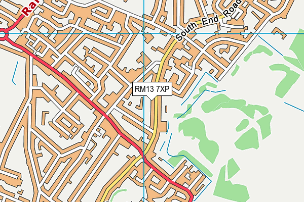 RM13 7XP map - OS VectorMap District (Ordnance Survey)