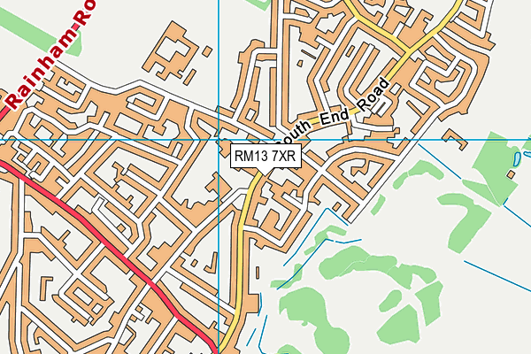 RM13 7XR map - OS VectorMap District (Ordnance Survey)