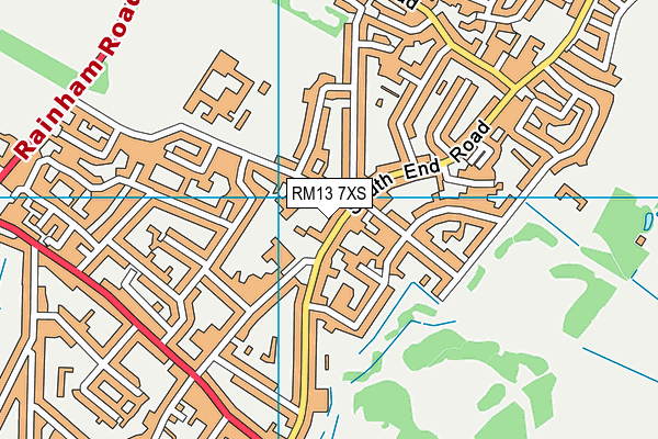 RM13 7XS map - OS VectorMap District (Ordnance Survey)