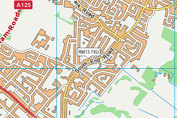 RM13 7XU map - OS VectorMap District (Ordnance Survey)