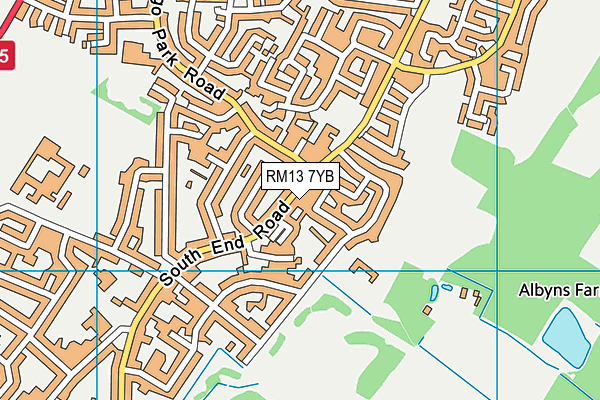 RM13 7YB map - OS VectorMap District (Ordnance Survey)