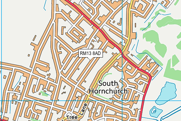 RM13 8AD map - OS VectorMap District (Ordnance Survey)