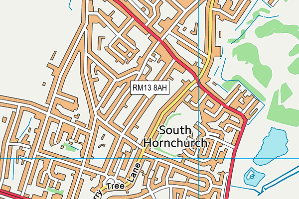 RM13 8AH map - OS VectorMap District (Ordnance Survey)