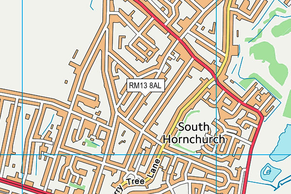 RM13 8AL map - OS VectorMap District (Ordnance Survey)