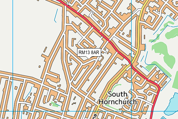 RM13 8AR map - OS VectorMap District (Ordnance Survey)