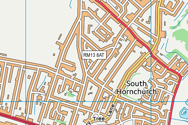 RM13 8AT map - OS VectorMap District (Ordnance Survey)