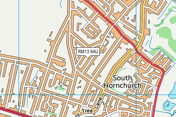 RM13 8AU map - OS VectorMap District (Ordnance Survey)