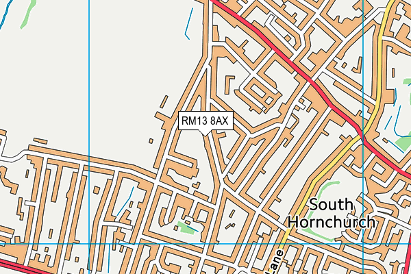 RM13 8AX map - OS VectorMap District (Ordnance Survey)