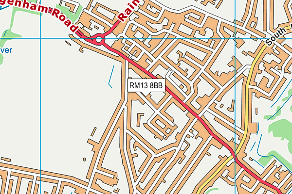 RM13 8BB map - OS VectorMap District (Ordnance Survey)