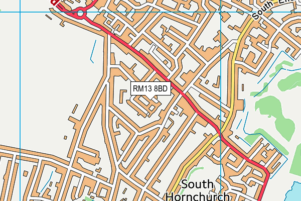 RM13 8BD map - OS VectorMap District (Ordnance Survey)