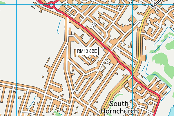 RM13 8BE map - OS VectorMap District (Ordnance Survey)