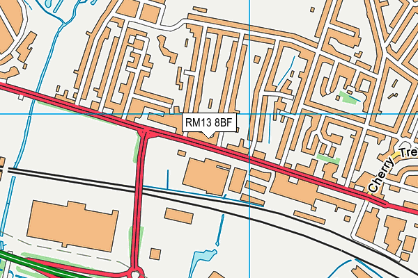 RM13 8BF map - OS VectorMap District (Ordnance Survey)