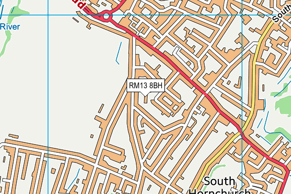 RM13 8BH map - OS VectorMap District (Ordnance Survey)