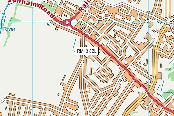 RM13 8BL map - OS VectorMap District (Ordnance Survey)