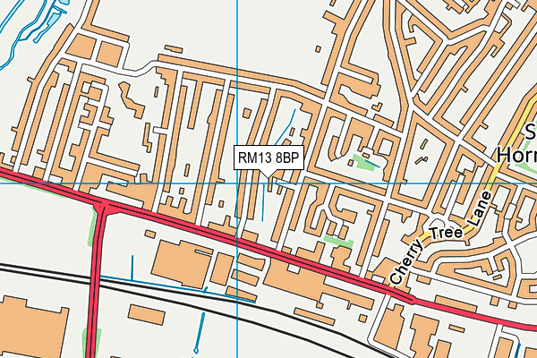 RM13 8BP map - OS VectorMap District (Ordnance Survey)