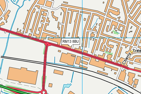 RM13 8BU map - OS VectorMap District (Ordnance Survey)
