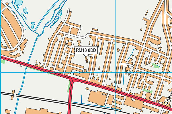 RM13 8DD map - OS VectorMap District (Ordnance Survey)