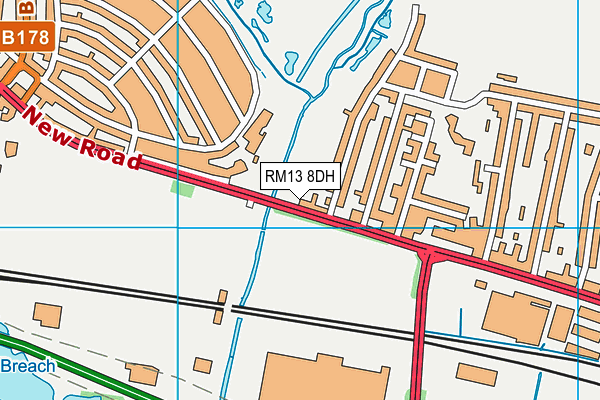 RM13 8DH map - OS VectorMap District (Ordnance Survey)