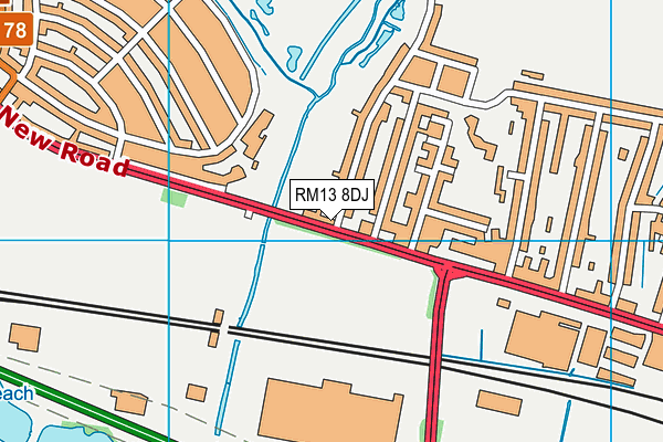 RM13 8DJ map - OS VectorMap District (Ordnance Survey)