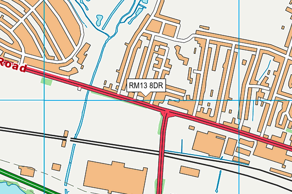 RM13 8DR map - OS VectorMap District (Ordnance Survey)