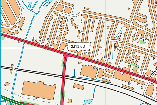 RM13 8DT map - OS VectorMap District (Ordnance Survey)