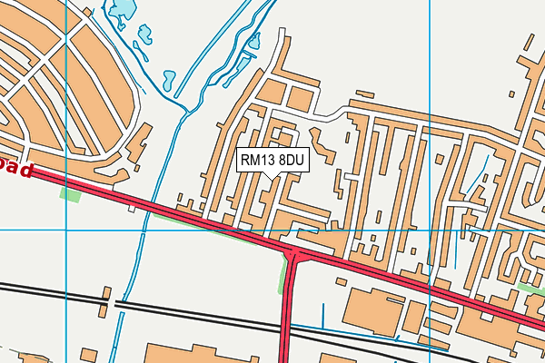 RM13 8DU map - OS VectorMap District (Ordnance Survey)