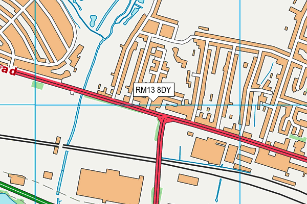 RM13 8DY map - OS VectorMap District (Ordnance Survey)