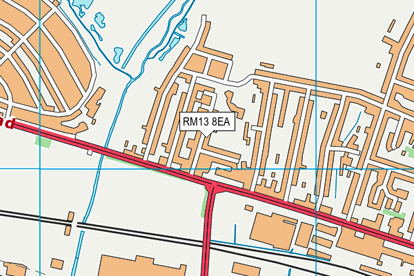 RM13 8EA map - OS VectorMap District (Ordnance Survey)