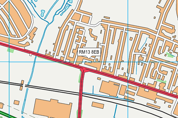 RM13 8EB map - OS VectorMap District (Ordnance Survey)