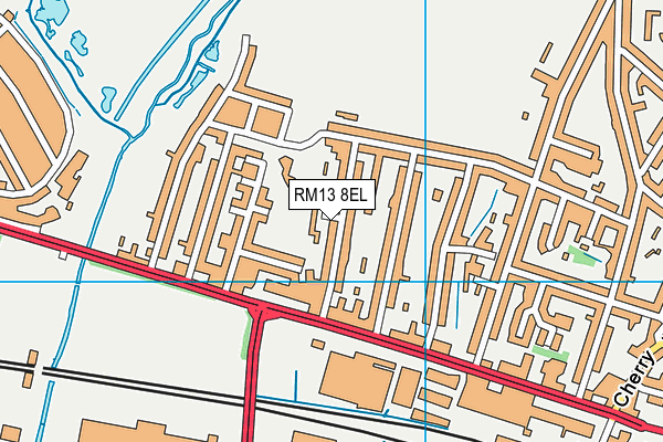 RM13 8EL map - OS VectorMap District (Ordnance Survey)