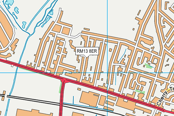 RM13 8ER map - OS VectorMap District (Ordnance Survey)