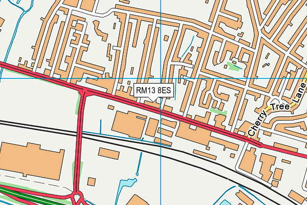 RM13 8ES map - OS VectorMap District (Ordnance Survey)