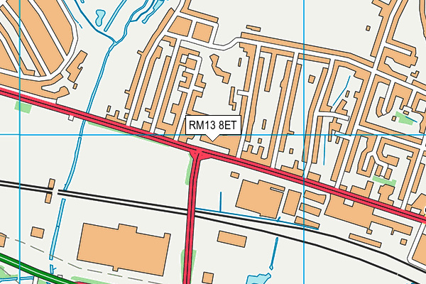 RM13 8ET map - OS VectorMap District (Ordnance Survey)