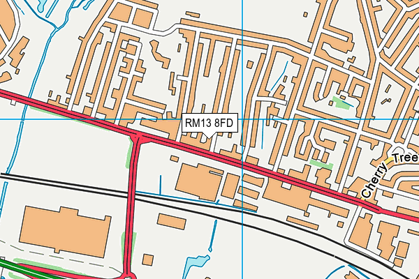 RM13 8FD map - OS VectorMap District (Ordnance Survey)