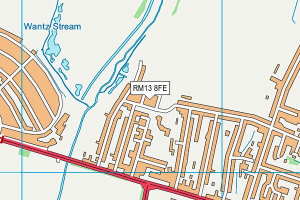 RM13 8FE map - OS VectorMap District (Ordnance Survey)