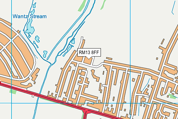 RM13 8FF map - OS VectorMap District (Ordnance Survey)