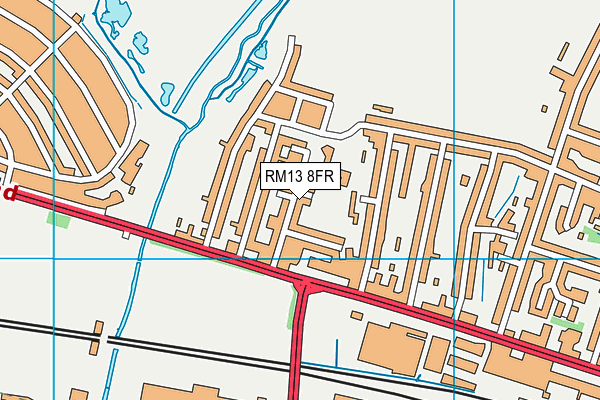 RM13 8FR map - OS VectorMap District (Ordnance Survey)